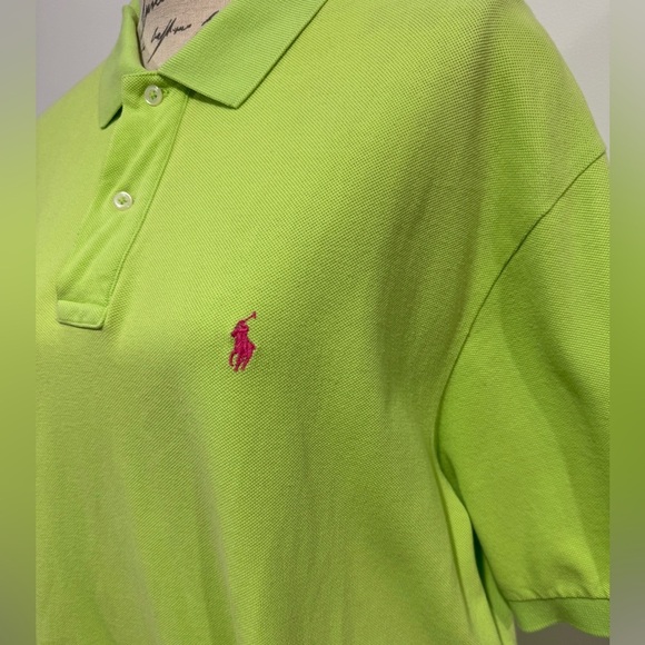 Ralph Lauren The Iconic Mesh Polo Short Sleeve Shirt Men’s Size XL Lime Green - Picture 5 of 10